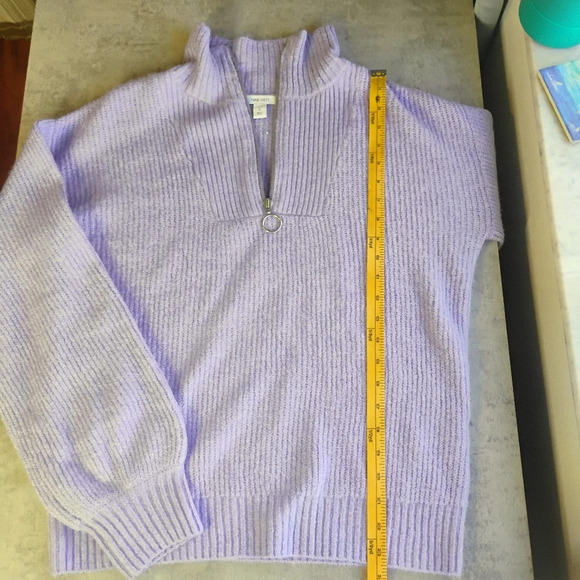 Nine West Lavender 1/4 Zip Ribbed Knit Oversized Pullover Sweater Size Small - Picture 12 of 14